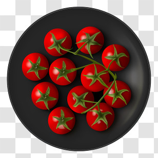 Cherry Tomato - Black Plate Of Vibrant Cherry Tomatoes Transparent PNG