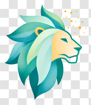 Lion Head Logo - Modern Teal Lion Head Logo Transparent PNG