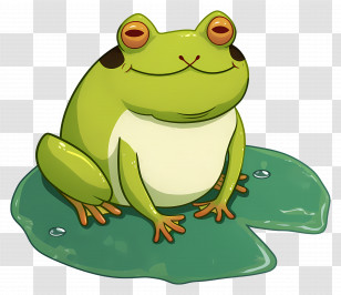 Frog On Lily Pad - Green Frog Illustration Transparent PNG