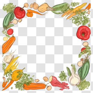 World Food Day - Vegetable Border With Fresh Harvest Produce Transparent PNG