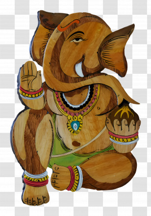 Lord Ganesha - Wooden Ganesha Art Transparent PNG