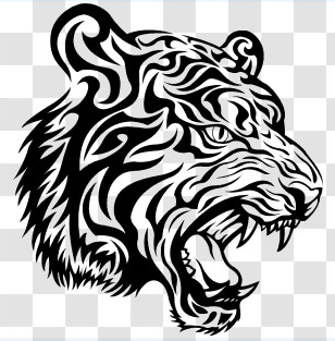 Lion Logo - Abstract Black And White Tiger Design Transparent PNG