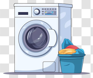 Washing Machine - Washing Machine With Laundry Basket Illustration Transparent PNG