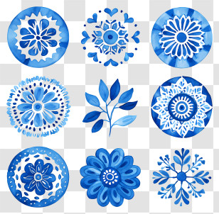Blue Mandala Patterns - Intricate Blue Floral Patterns Transparent PNG