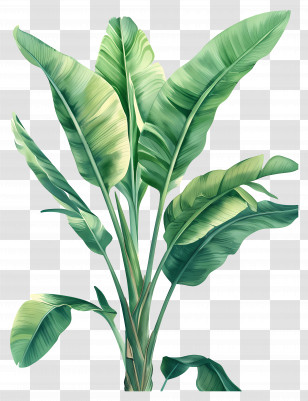 Banana Tree - Tropical Banana Leaves Illustration Transparent PNG