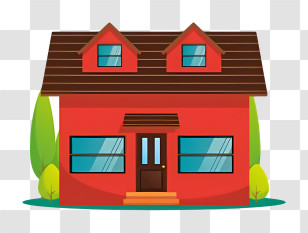 House - Red House Illustration With Green Surroundings Transparent PNG