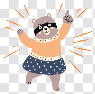 Bear Thumb Up - Dancing Bear In Skirt Transparent PNG