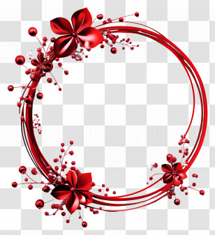 Christmas Frame Red - Elegant Red Floral Wreath Decoration Transparent PNG