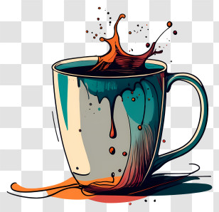 Coffee - Artistic Coffee Cup With Splash Transparent PNG