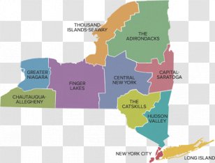 New York City Upstate Central Region Finger Lakes Adirondack - Map Transparent PNG