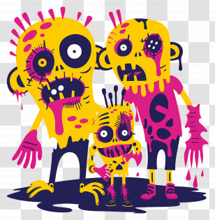 Zombies - Cartoon Zombie Family Transparent PNG
