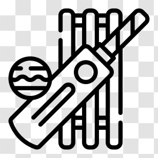 Cricket Icon - Cricket Bat And Ball With Wicket Transparent PNG