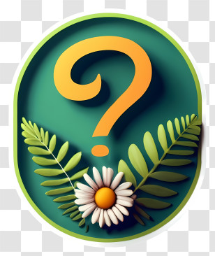 Round Button - Nature-inspired Badge Featuring A Question Mark And Leaves Transparent PNG