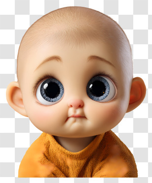 Cute Baby Face - Cartoon Baby With Big Eyes Transparent PNG