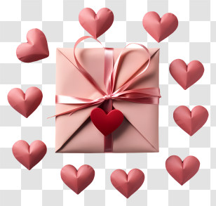 Envelope Heart - Gift Box With Hearts For A Romantic Occasion Transparent PNG