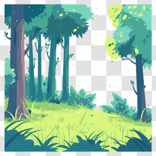 Grass Forest - Peaceful Forest Landscape With Green Trees Transparent PNG