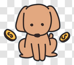 Dog Begging For Money - Cute Cartoon Dog With Coins Transparent PNG
