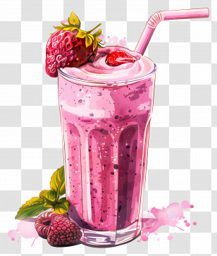 Smoothie - Stylized Strawberry Smoothie Illustration Transparent PNG