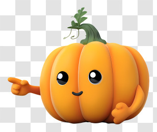 Cute Halloween Character Pointing - Cute Pumpkin Mascot Pointing Transparent PNG