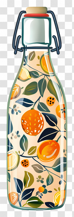 Bottle - Fruit Patterned Glass Bottle Transparent PNG