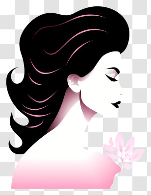 Trendy Retro Women Side Face Silhouette - Elegant Silhouette Of A Woman Transparent PNG
