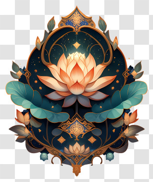 Chinese Flower Border - Lotus Mandala With Intricate Design Transparent PNG