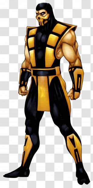 Scorpion - Yellow And Black Masked Warrior With Bold Design Transparent PNG