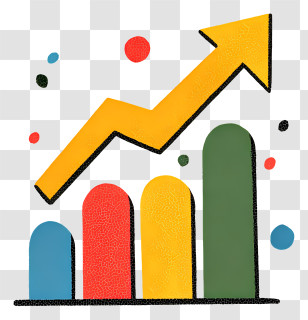Graph With Raising Arrow - Colorful Bar Chart With Upward Arrow Transparent PNG