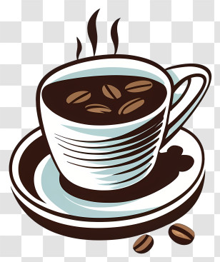 Coffee Cup - Coffee Cup With Beans Illustration Transparent PNG