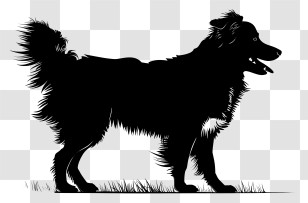 Dog Silhouette - Silhouette Of A Dog Standing On Grass Transparent PNG