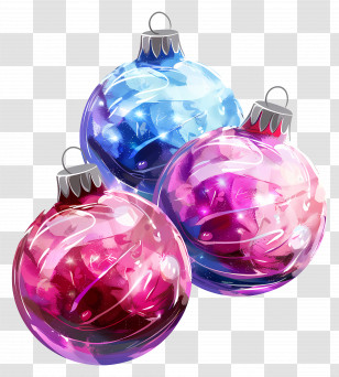 Glass Ball Ornaments - Colorful Christmas Ornaments Transparent PNG