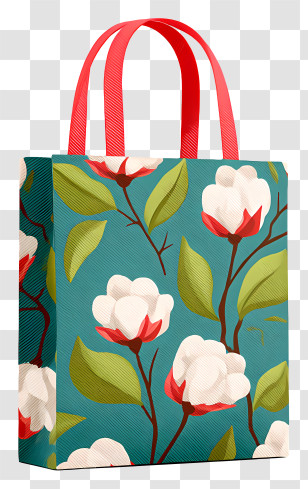 Shopping Bag - Teal Floral Pattern Tote Bag Transparent PNG