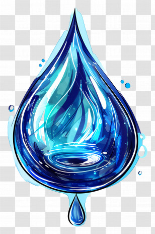 Water Drop - Swirling Artistic Blue Water Droplet Illustration Transparent PNG