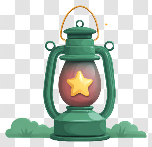 Lantern Light - Green Lantern With Star Design Transparent PNG