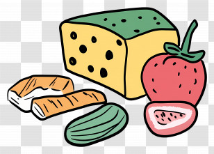 Doodle Food - Cheese And Fruit Doodle Transparent PNG