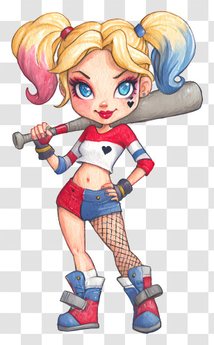 Harley Quinn - Punk Girl With Baseball Bat Transparent PNG