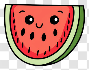 Watermelon - Smiling Watermelon Slice Cartoon Illustration Transparent PNG