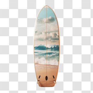 Surfing Board - Surfboard With Ocean Waves Design Transparent PNG