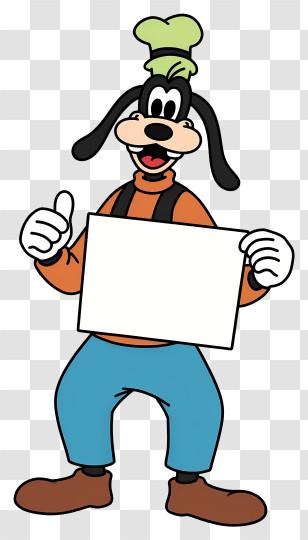Goofy Holding Blank Signboard - Goofy With Sign Transparent PNG
