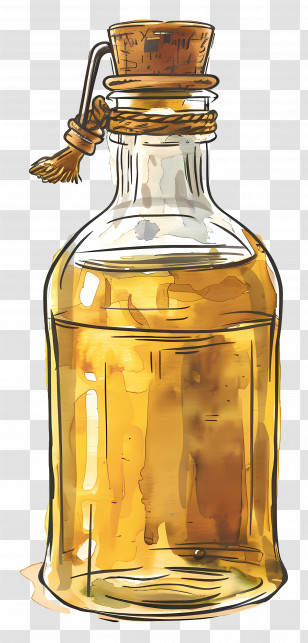 Oil Bottle - Glass Oil Bottle Illustration Transparent PNG