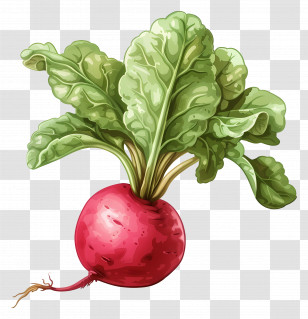 Radish - Fresh Radish With Bright Green Leaves Transparent PNG