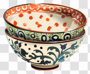 Bowls - Hand-Painted Decorative Bowls With Patterns Transparent PNG
