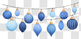 Christmas Lights - Blue Ornaments For Festive Decoration Transparent PNG