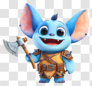 Fantasy Warrior - Blue Furry Warrior With Axe Transparent PNG