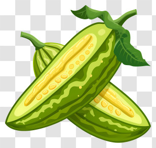 Bitter Melon - Illustration Of Green Vegetables With Leaves Transparent PNG