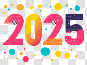 2025 New Year - Colorful Celebration Text For 2025 Transparent PNG