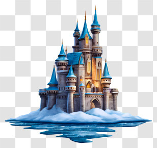 Frozen Castle - Blue Turreted Ice Castle Transparent PNG