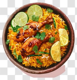 Hand Drawn Chicken Biryani - Chicken Biryani With Lime Transparent PNG