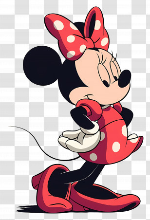 Minnie Mouse - Stylish Mouse Cartoon In Red Dress Transparent PNG