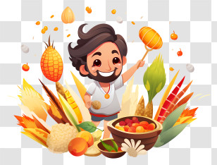 Emoji - Happy Man With Harvest Food Transparent PNG